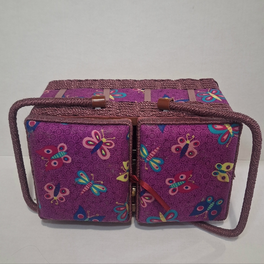 Retro Woven Sewing Box-Basket Butterfly Vintage?? - Picture 4 of 6